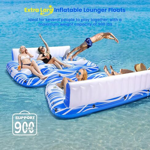Inflatable Pool Float Lounger Adults with 2 Cup Holders, 2 Handles, Backrest & Footrest, Pool Floaties raft for Swimming Lake River Beach Floats, Water Floaty Adults Teens in Saudi Arabia