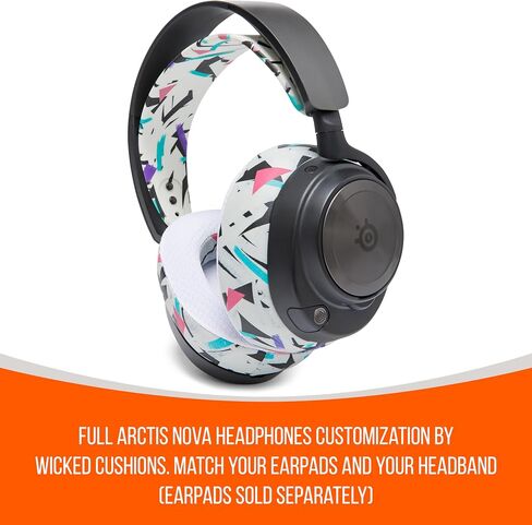 WC Earpad and Upgraded Silicone Headband Combo for Nova Pro Wireless Headphones | Cooling Gel Earpads & Matching Design Headband for Epic Gaming | 90's White in Saudi Arabia