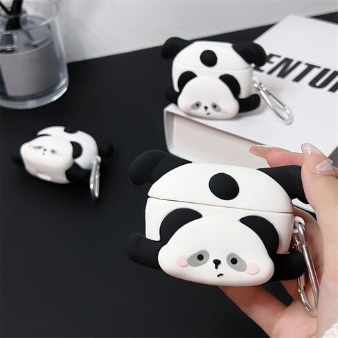 Case Compatible with Airpods Pro/Pro2, Cute Kawaii Panda Design Earbuds Cover, Kids Boys Girls Portable Accessories Soft Silicone Wireless Earphone Shockproof Protector for Gifts Black White in Kuwait