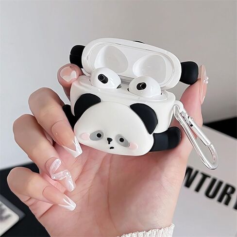Case Compatible with Airpods Pro/Pro2, Cute Kawaii Panda Design Earbuds Cover, Kids Boys Girls Portable Accessories Soft Silicone Wireless Earphone Shockproof Protector for Gifts Black White in Kuwait