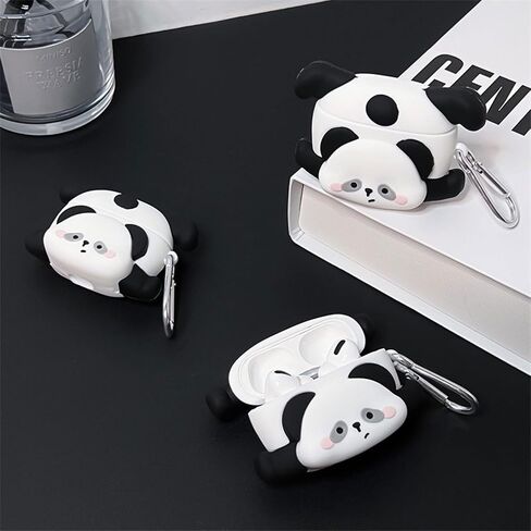 Case Compatible with Airpods Pro/Pro2, Cute Kawaii Panda Design Earbuds Cover, Kids Boys Girls Portable Accessories Soft Silicone Wireless Earphone Shockproof Protector for Gifts Black White in Kuwait