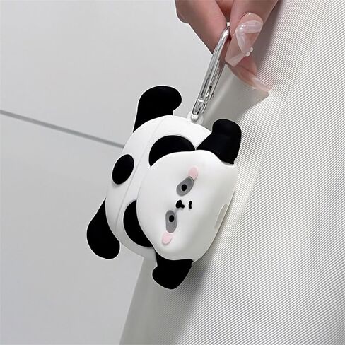 Case Compatible with Airpods Pro/Pro2, Cute Kawaii Panda Design Earbuds Cover, Kids Boys Girls Portable Accessories Soft Silicone Wireless Earphone Shockproof Protector for Gifts Black White in Kuwait