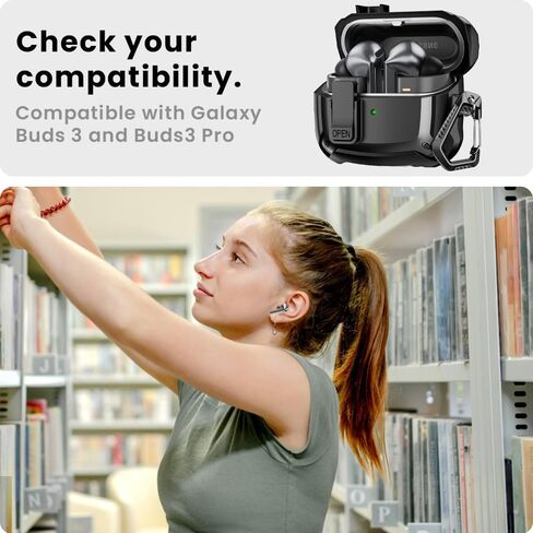 بالنسبة إلى Galaxy Buds 3 Pro/Buds 3 Case Cover 2025 ، Buds Galaxy Buds 3/3 Pro Pro Shard Cover Hard Cover With Keychain & Cleaner Kit for Men Women ، Black in Kuwait