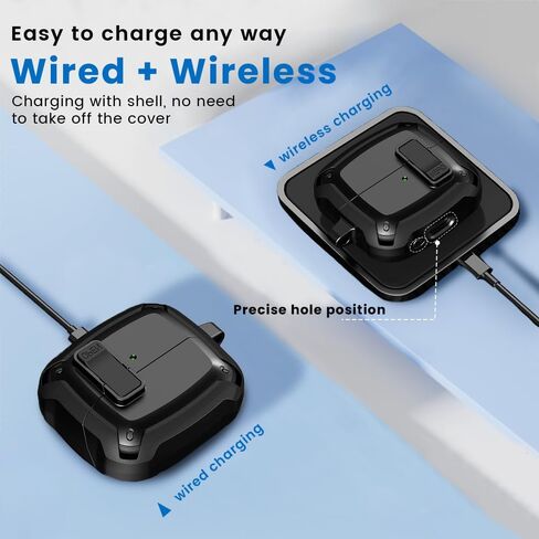 بالنسبة إلى Galaxy Buds 3 Pro/Buds 3 Case Cover 2025 ، Buds Galaxy Buds 3/3 Pro Pro Shard Cover Hard Cover With Keychain & Cleaner Kit for Men Women ، Black in Kuwait