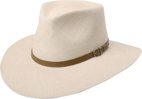 أستراليا TE الأصلي Panama Hat Grade 3 Toquilla Straw Seardrop شكل تفاصيل الجلود المعاد تدويرها | كلاسيكي in Kuwait