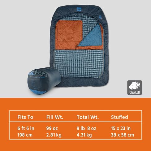 حقيبة نوم Kelty Tru.Comfort Doublewide 20 درجة - حقيبة نوم للتخييم الاصطناعية لشخصين للأزواج والتخييم العائلي in Saudi Arabia