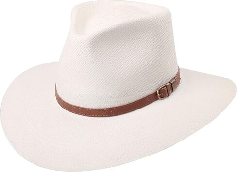 أستراليا TE الأصلي Panama Hat Grade 3 Toquilla Straw Seardrop شكل تفاصيل الجلود المعاد تدويرها | كلاسيكي in Kuwait