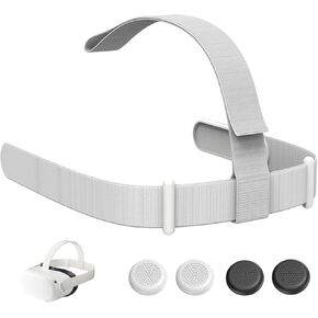 Excellent Easy to Install Headband Knitted Fabric VR Head Strap Tie with 4 Pcs Controller Thumb Grip Caps Oculus Quest 2 Head Strap Compatible with Meta Oculus Quest 2 VR