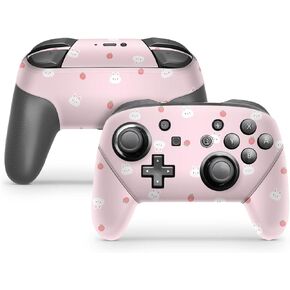 ZOOMHITSKINS Glitter Switch Pro Controller Skin, Compatible for Switch Controller Skin, Bunny Strawberries Rabbit Pink Cute Kawaii, 3M Vinyl Cover, Durable & Fit, Easy to Install, Made in The USA