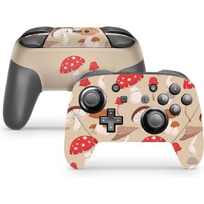 ZOOMHITSKINS Glitter Switch Pro Controller Skin, Compatible for Switch Controller Skin, Mushroom Vintage Fall Brown Beige Forrest, 3M Vinyl Cover, Durable & Fit, Easy to Install, Made in The USA