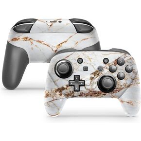 ZOOMHITSKINS Glitter Switch Pro Controller Skin, Compatible for Switch Controller Skin, Marble Porcelaine Copper Pale Grey Light, 3M Vinyl Cover, Durable & Fit, Easy to Install, Made in The USA