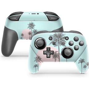 ZOOMHITSKINS Glitter Switch Pro Controller Skin, Compatible for Switch Controller Skin, California Dream Pastel Palm Summer Time, 3M Vinyl Cover, Durable & Fit, Easy to Install, Made in The USA