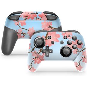 Zoomhitskins Glitter Switch Pro Controller Skin ، متوافق مع جلد تحكم التبديل ، Blue Sweat Sweet Bloom Pastel Sakura ، غطاء فينيل 3M ، متين وتناسب ، سهل التثبيت ، مصنوع في الولايات المتحدة الأمريكية