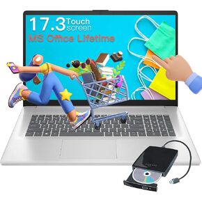 HP 17-inch Touchscreen Business Laptop - 17.3" Display, MS Office Lifetime, W/CD.DVD Drive, AMD Ryzen 5 7530U(Beats i7-1165G7, Up to 4.5Ghz), 32GB RAM 1TB SSD, Windows 11 Pro, Numeric Keypad