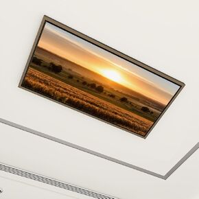 4 Pack Fluorescent Light Covers for Ceiling Lights Serene Sunset View Island Crystal Clear Sea Coral Beach Palm Trees El Decorative Magnetic Fluorescent Light Filters for Classroom Office Home 4x2 ft