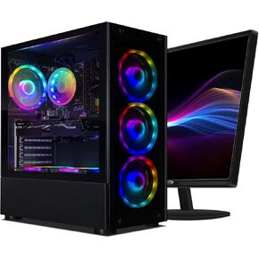 STGAubron Gaming PC Bundle with 24Inch FHD LED Monitor- Intel Core i7 up to 3.9G, GTX 1660 Super 6G, 32G, 1T SSD, RGB Fan x6, RGB Sound Bar & Gaming Mic, Windows 10 Home