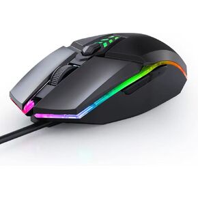 Pinslee Wired Illuminated USB Computer Mouse, with RGB Backlit Optical LED Mouse, 6-Key with Quiet Click, Suitable for laptops, Compatible with PC and Mac, Windows and macOS (Pink)