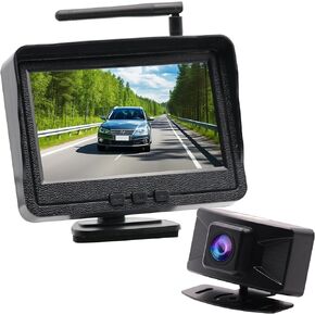 B-Qtech Wireless Backup Camera System Rear View Camera Monitor Kit HD 1080P 4.3 Inch Reverse Cameras for Truck Car Pickup RV Camper Van Waterproof Night Vision