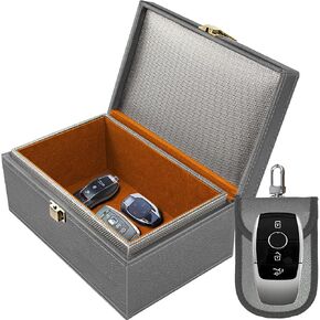 Faraday Box for Car Keys, Faraday Key Fob Protector Box, Anti Theft Car Keys Faraday Cage, Keyless Entry Protector Faraday Pouch for Key fob, RFID Signal Blocking Box(Black,S)