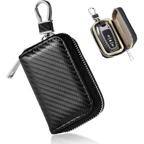 Faraday Bag for Car Keys, Anti-Theft Carbon Fiber Key Fob Storage Case RFID Signal Blocking Bag, Faraday Key Fob Holder Protector Portable Signal Blocker with Zipper