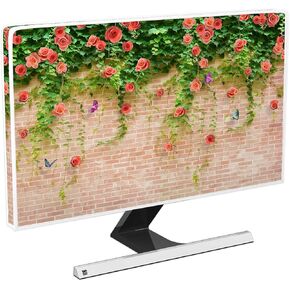 Baocicco Waterproof Computer Monitor Dust Cover 22, 23, 24, 25 Inch Dust Proof Monitor Covers for Computer Screen Anti-Static LCD-Silky HD Panel Dust Protective Sleeve,Floral Brick Wall