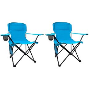 Folding Camping Chair with Cup Holder & Storage Bag, 225lbs Capacity, Large Anti-Sink Feet, Breathable PE Coated Fabric for Outdoor, Hiking, Beach, Fishing, Backpacking, Cyan