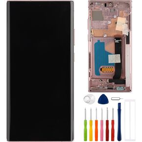 شاشة رقمية صغيرة الحجم متوافقة مع Samsung Galaxy Note 20 Ultra SM-N986B 6.9 "LCD شاشة تعمل باللمس مع أدوات داعمة بصمة (مع إطار) البرونز الصوفي