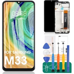 Original for Samsung Galaxy M33 Screen Replacement for Samsung M33 LCD Display for SM-M336B SM-M336BU Digitizer Touch Screen Assembly Replacement Repair Parts with Frame
