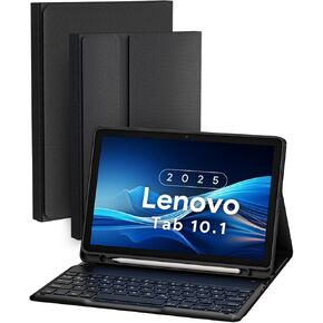 Keyboard Case for Lenovo Tab 10.1" 2025 (TB311FU / TB311XU), Wireless Keyboard with Twill Cover Case & Pen Slot & Adjustable Stand & Backlit Keys, Lenovo Tab 10.1 inch Keyboard