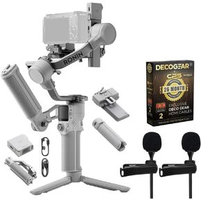 DJI CP.RN.00000443.03 RS4 Mini Combo, Gimbal Stabilizer for Camera, Intelligent Tracking Bundle with 2X Clip-On Mini Lapel Mic and Deco Gear CPS Exclusive 26 Month Protection Pack (BEACH-CPS-261000)