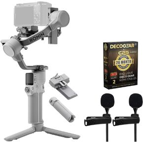 DJI CP.RN.00000442.03 RS 4 MINI ، مثبت GIMBAL للكاميرا ، حزمة تتبع ذكية مع 2X مقطع MIC-Lapel MIC و DECO GEAR CPS الحصري 26 شهرًا (Beach-CPS-261000)