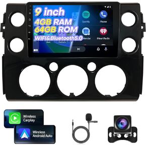 JBL-Compatible 9 Inch Car Stereo for Toyota FJ Cruiser 2006-2020 Radio Upgrade Kit | Wireless CarPlay/Android Auto| Android 12 IPS Touchscreen | GPS/WiFi/FM/SWC/Backup Camera Pantalla para（4G+64G）