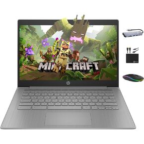 HP Chromebook 14" HD Premium Laptop Computer for Student Business, Quad-Core Celeron N4120 Processor, 4GB RAM, 564GB Storage (64GB eMMC + 500GB Ext), Webcam, Long Battery, Chrome OS +MarxsolAccessory