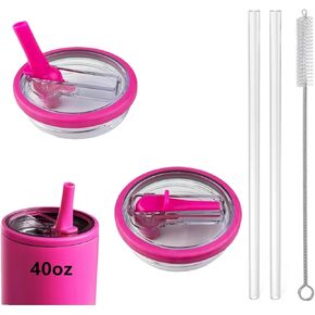 2 Pack 40 oz Tumbler Flip Straw Lid Replacement fit for HydroJug(Only), Spill Proof Splash Resistant Tumbler Lids,Reusable Leak Proof Tumbler Cover for Cup Accessories (Cream)