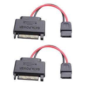 Power Supply SATA 15-pin to 6-pin Optical Drive 6P Slimline 20awg Cable Notebook Optical Drive Power Supply 15-pin Interface to 6-pin Interface Cable 4 inches, Black(Pack of 2)