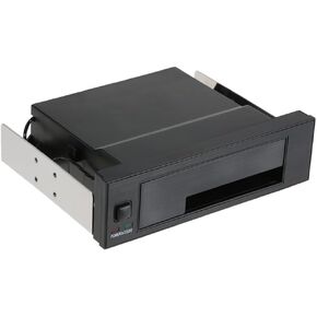 HXBER Internal Single Bay Mobile Rack Enclosure with LED Indicator Light Support Hot-swap for 2.5/3.5inches SATA HDD SSD Fit PC 5.25'' Bay
