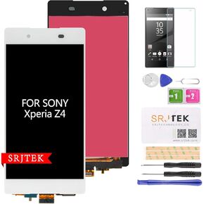 SRJTEK Screen Replacement for Sony Xperia Z3+ Z3 Plus Z4 E6553 E6533 LCD Display Touch Digitizer Panel Full Assembly (White)