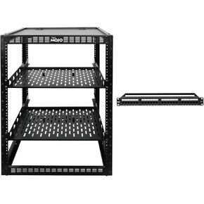 Tecmojo 16U Open Frame Network Rack & 24 Port Patch Panel with Cable Management