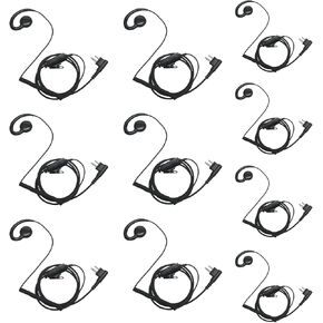 Rdm2070d Earpiece Walkie Talkie Headset with Mic Ptt Compatible with Motorola 2 Way Radio Cp200d Cp200 Cp185 2 Pin C Shape,10 Pack
