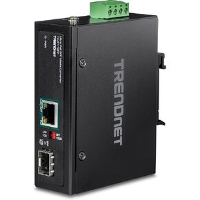 TRENDnet Hardened Industrial SFP to Gigabit UPoE Media Converter, IP30 Rated Housing, Includes DIN-Rail & Wall Mounts, Operating Temp. -40 to 75 °C (-40 to 167 °F), TI-UF11SFP, Black in Saudi Arabia