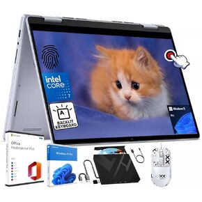 Dell Inspiron 14 7440 2in1 Laptop - 14" FHD + Touchscreen, Core 7 150U, 32GB DDR5, 1TB SSD, Backlit KB, Fingerprint Reader, Win 11 Pro & Office Lifetime License & External Optical Drive