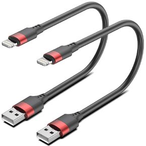 6 Inch iPhone Charger Cord, MFi Certified Short USB to Lightning Cable for Power Bank, 2 Pack Charging Cable 0.5 ft for iPhone 14/13/12, AirPods