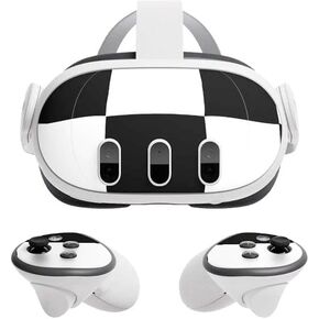 Skinit Decal Gaming Skin Compatible with Meta Quest 3 - Officially Licensed Black and White Zoomed Checkerboard Design