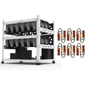 12GPU Mining Rig Frame (Black) and 12 x AAAwave PCIE Riser VER 011 PRO 1x to 16x Graphic Extension for GPU Mining in Kuwait