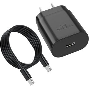 A16 5G USB C Fast Charger for Samsung Galaxy A16 A26 A36 A46 A56 5G Samsung Android Phone 25W Type C Adapter Blcok with 3A Fast Charging Cable Cord（6ft）