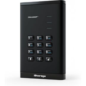 iStorage diskAshur3 HDD 4TB Black - Secure portable hard drive - Password protected - Dust & water resistant - Hardware Encryption