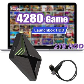 2TB Retro Game Console HDD with 4280 Plug & Play Video Games, 17 Game Emulator Console, Launchbox HDD Compatible with Win 8.1/10/11, SATA 3 to USB 3, 128MB Cache, Retro Gaming Hard Drive for PC/Laptop