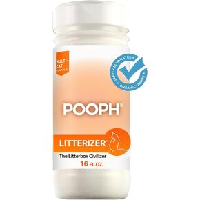 POOPH® LITTERIZER™ – The Litter Box Civilizer Helps Cut Litter Cost in Half Eliminates Organic Odor On-Contact Absorbs And Helps Keep Litter Dry NO Fragrance NO Harsh Chemicals Safe Effective