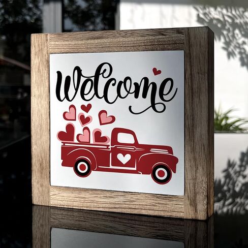 Valentine's Day Decor, Happy Valentine's Day Wood Sign, Wooden Box Signs for Home Decor, February Decor, Red Decor, Decorative Wooden Table Sign, Valentines Decor,Valentines Gift for Him Her in Kuwait