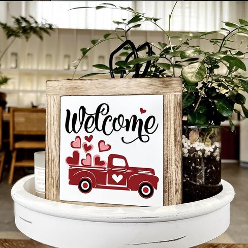 Valentine's Day Decor, Happy Valentine's Day Wood Sign, Wooden Box Signs for Home Decor, February Decor, Red Decor, Decorative Wooden Table Sign, Valentines Decor,Valentines Gift for Him Her in Kuwait